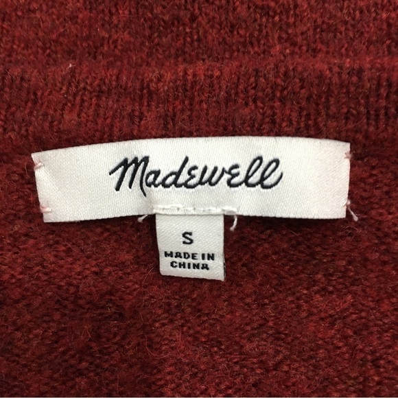 Madewell maroon merino wool blend open front relaxed Fit long knit cardigan - Picture 6 of 16